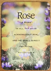 Rose "Eine Rose" Andenken Namenskarte - Konfirmation Abschluss Geburtstag - Bild 1 von 1