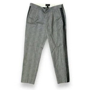 J. Crew Martie Glen Plaid Faux Leather Tuxedo Stripe Pants Women’s Size 2 Office - Picture 1 of 19