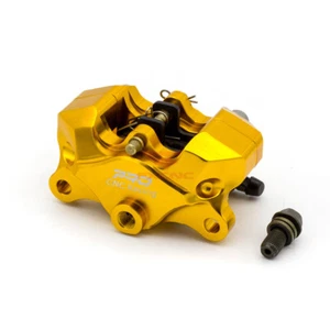 Universal CNC Black/Gold 32mm Motorcycle Aluminum Brake Caliper Covers Disc Kit - Picture 1 of 8
