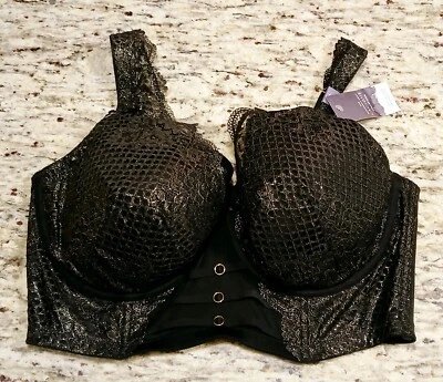 Sujetador Cacique Balconet 40DDD Negro Dorado Metálico Ligeramente Forrado Con Aros  Foto 1 de 4