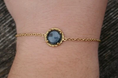 Vtg. Tacori Golden Bay Collection 18k Yellow Gold & Topaz over Hematite Bracelet - Image 1 of 4
