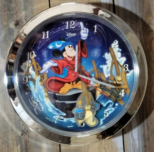 Vintage Disney Wall Clock Sorcerer Mickey Fantasia - Works - Sweeping Broom - Picture 1 of 15