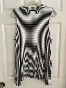 Mossimo Ribbed Tank Top Sleeveless Black & White Mock Neck Stretch Tunic XL - Picture 1 of 10