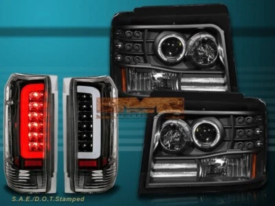 FAROS PROYECTORES LED HALO FORD BRONCO F150 1992-1996 + LUCES TRASERAS NEGRO Foto 1 de 4