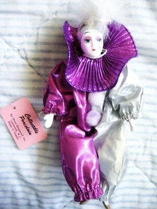 NWT Vintage Show Stoppers Porcelain Hand painted Harlequin Clown Doll Multicolor - Foto 1 di 4