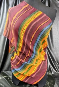 Vintage Wine Fire Raspberry Colours Light Poly Long Scarf by Accessorize 63"x12" - Picture 1 of 9
