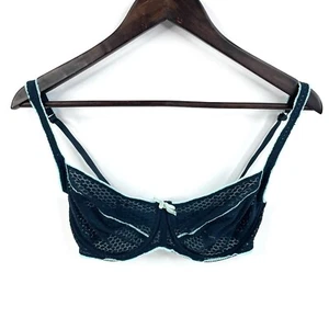 Elle Macpherson Intimates Bra Size 12DD Blue Lace Underwire Unpadded Demi Cup - Picture 1 of 9