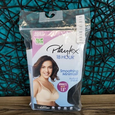 SUJETADOR SUAVIZANTE MINIMIZADOR NEGRO 44D SIN CABLES MARCA HANES PLAYTEX 18 HORAS 4697 NUEVO Foto 1 de 4