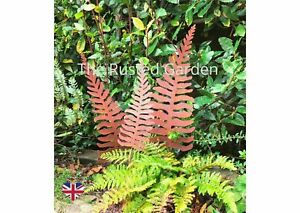 Metal Ferns Rusted set of 3 sculpture garden decor gift made in Hampshire
