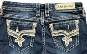 WOMENS Rock Revival "Betty"  Faux Flap Easy Crop Stretch Jeans 31x25 - Picture 1 of 11