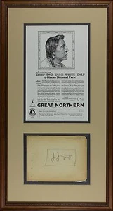 TWO GUNS WHITE CALF RARE BUFFALO NICKEL HAND SIGNED PICTOGRAPH FRAMED w/COA - Picture 1 of 2