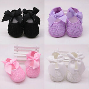 Newborn Baby Girls Crib Shoes Soft Sole Non-slip Bowknot Prewalker First Walking