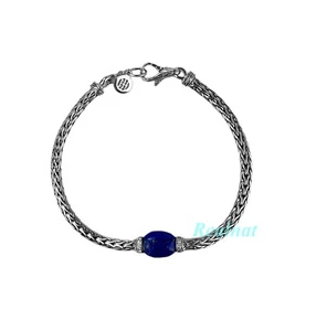 PULSERA TEJIDA JOHN HARDY CADENA CLÁSICA LAPISLÁZULI ST. PLATA DIAMANTES TALLA S-M - Imagen 1 de 10