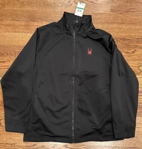 NWT Spyder Mens Large Full Zip Black Lightweight Jacket Track SPSGD073 - Picture 1 of 4
