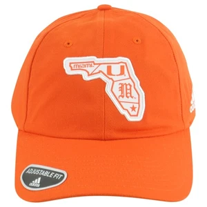 NCAA Adidas Miami Hurricanes Home Adjustable Orange Curved Bill Adults Hat Cap - Picture 1 of 4