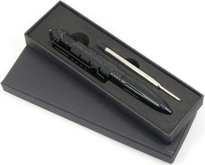 BOLÍGRAFO TÁCTICO DE METAL NEGRO DE ALTA CALIDAD REGALO CON TAPA ROMPE VENTANAS Foto 1 de 4