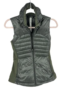 Lululemon Athletic Hunter Green Puffer Vest 90% Goose Down Filling Women Size 6 - Picture 1 of 10