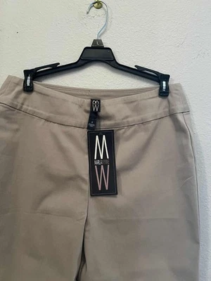 Calça elástica cintura elástica Marla Wynne tamanho 8 nova com etiquetas Kakhi - Imagem 1 de 4