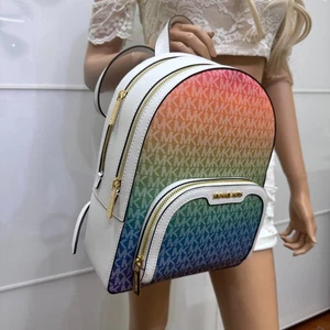 MICHAEL KORS JAYCEE Medium ZIP POCKET BACKPACK BAG  MK Rainbow - Picture 1 of 22