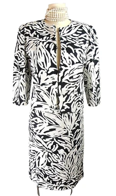 Conjunto de traje falda para mujer WEILL Paris 2 piezas negro/blanco trabajo SEDA L floral 123 Foto 1 de 4