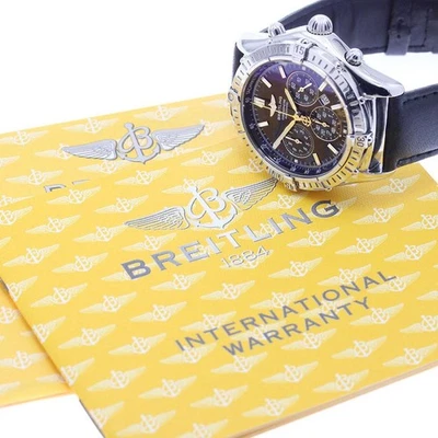 BREITLING A35312 SHADOW FLYBACK CHRONOGRAPH 39mm SS Black Dial Automatic #C826 - image 1 of 4