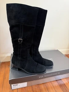 La Canadienne Waterproof black tall suede riding boots. "Velvet" 26495 Size 8M - Picture 1 of 10