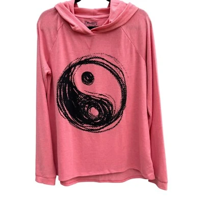 Moletom com capuz Mudd meninas rosa Yin Yang manga raglan leve casual novo 20 1/2 - Imagem 1 de 4