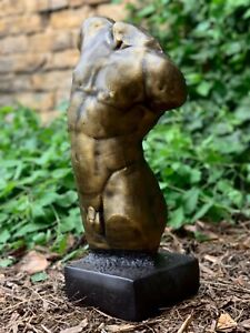 Sexy man bust statue Concrete man statue Cement man figurine Nude backyard art
