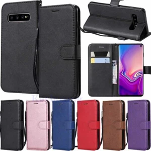 For Samsung Galaxy S10 S10e S9 S8 A6 A7 A8 Wallet Card Holder Leather Case Cover - Picture 1 of 43