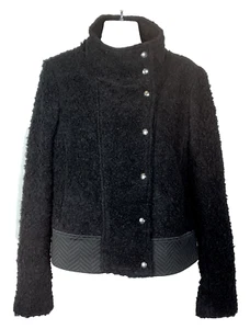 Chaqueta Abrigo Banana Republic Para Mujer Negra Cuello Embudo Mezcla Lana Talla 8 NUEVA $165 - Imagen 1 de 14