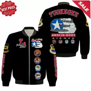 Personalised Tuskegee Airmen Red Tail Angels American Bomber Jacket Fleence - Picture 1 of 2