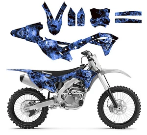 Kawasaki KX 250f KXF 250 2017 2018 kit de gráficos #9500 azul calavera zombie - Imagen 1 de 14