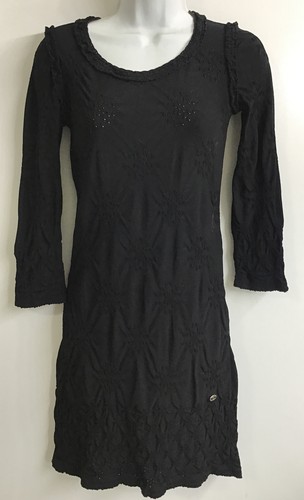 Abito Chanel vintage nero a maniche lunghe lavorato a maglia collo rotondo taglia 34