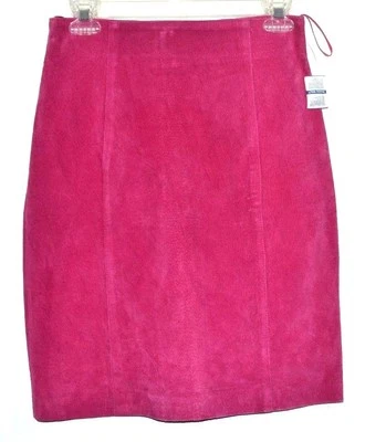  NEW DAVID BENJAMIN PINK GENUINE LEATHER SUEDE FULLY LINED SKIRT SIZE 8 - Image 1 of 4