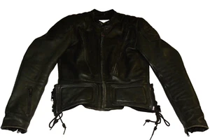Mens Vintage 90's FirstGear Hein Gericke Black Leather Riding Jacket Size 40 - Picture 1 of 14