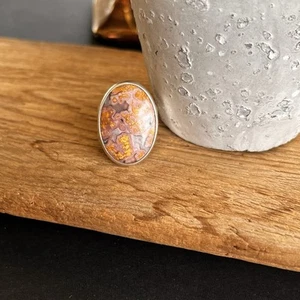 VTG CRAZY LACE AGATE 925 Sterling Ring Size 8.5 - Picture 1 of 7