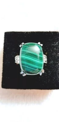 Африканский зеленый малахит из нержавеющей стали кольцо размер 7 - Изображение 1 из 4