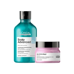 L’Oréal Scalp Advanced Shampoo 300ml & Liss Unlimited Hair Mask 250gm - Picture 1 of 6