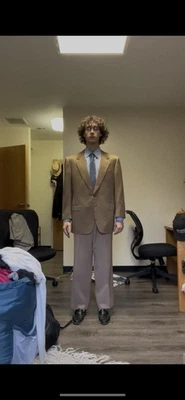 Brioni Roma 男式 EU52R / US42R 灰色条纹 100% 羊毛夹克意大利制造 — 第 1/4 张图片