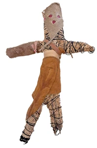 Primitive Folk Art Unusual Bundled Sticks and Leather Voodoo Doll Figure 13" - Picture 1 of 13