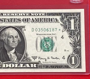 1963A STAR NOTE $1 DOLLAR BILL ( CLEVELAND ) UNCIRCULATED - Picture 1 of 3