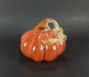 Mundgeblasenes Glas Kürbis orange rustikal Herbst Erntedank Dekor klein 4,5" Figur - Bild 1 von 16