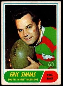 SCANLENS RUGBY LEAGUE CARDS 1969-37 ERIC SIMMS SOUTH SYDNEY - Picture 1 of 3