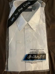 Camisa de vestir vintage blanca de manga corta para hombre Jonathan Hill sin hierro talla 16 nueva - Imagen 1 de 5