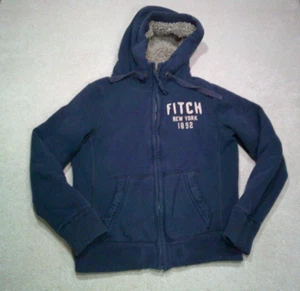Abercrombie & Fitch Full Zip Sherpa Lined Jacket Mens Medium Blue Wolf Jaw - Picture 1 of 8