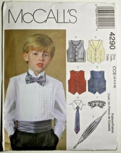 Chaleco forrado McCall's 4820 para niños cintura lazo cuello corbata patrón de costura 3-4-5-6 - Imagen 1 de 2