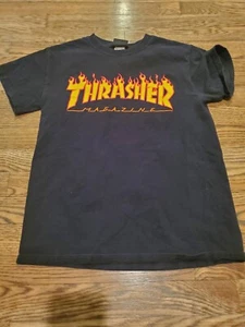 Thrasher Skateboard Magazine Classic Flame Logo Black T-Shirt Men's Size S A1 - Picture 1 of 5
