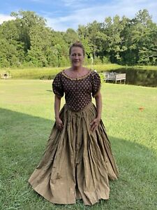 Ladies Civil War Period Reenacting 2 pc Day Dress Skirt & Top Set Handmade