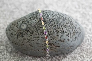 Multi Colour Gemstones Sterling Silver Bracelet - Picture 1 of 5