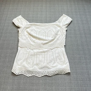 Bailey 44 Eyelet Shirt Womens size Medium Tiered Romantic Cottagecore Scallop - Picture 1 of 8